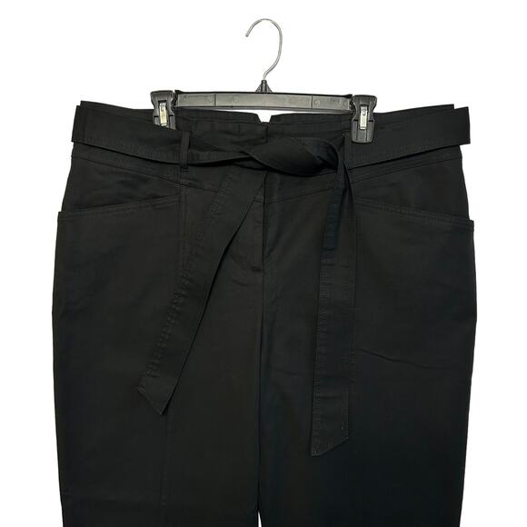 Boden Tailored Tie Waist Pants NWT Women's Sz 16/18L Black Ankle Stretch Belted - Picture 5 of 7